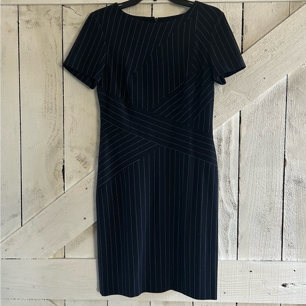 Elegant Navy Pinstripe Dress